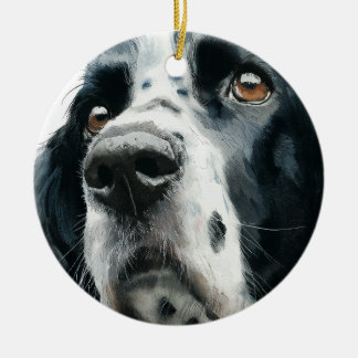English springer spaniel portrait ceramic ornament