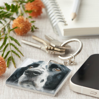 English springer spaniel portrait keychain