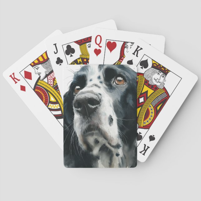 English springer spaniel portrait with ticking poker cards (Back)