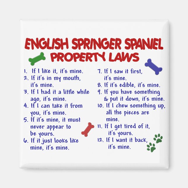 ENGLISH SPRINGER SPANIEL Property Laws 2 Magnet (Front)