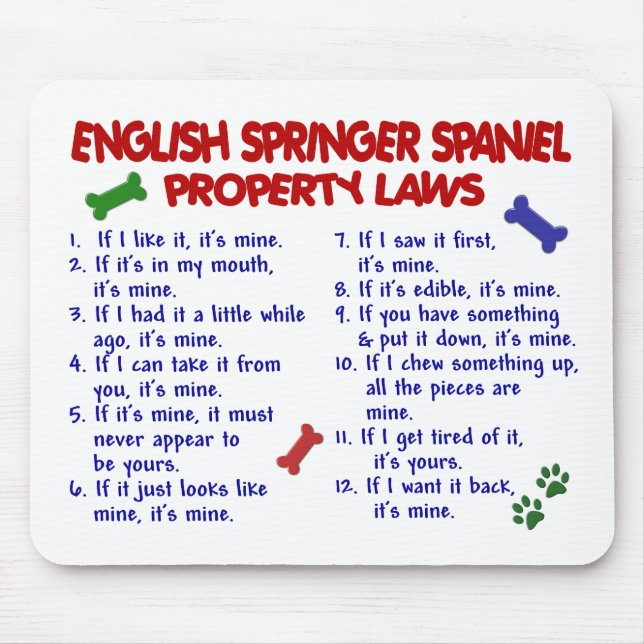 ENGLISH SPRINGER SPANIEL Property Laws 2 Mouse Pad (Front)