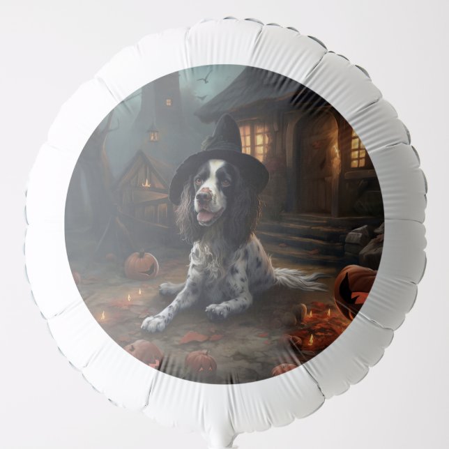 English Springer Spaniel Pumpkins Halloween Scary  Balloon (Front)