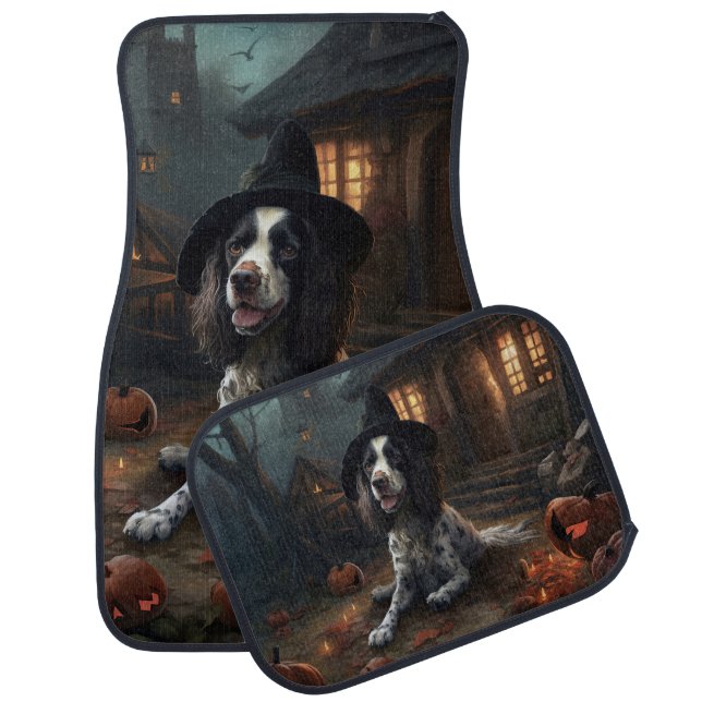English Springer Spaniel Pumpkins Halloween Scary  Car Floor Mat (Set)