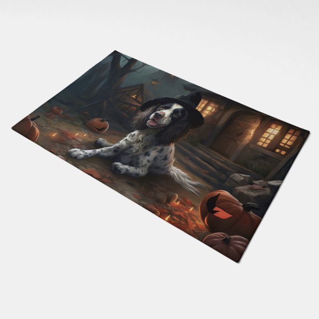 English Springer Spaniel Pumpkins Halloween Scary  Doormat (Angled)
