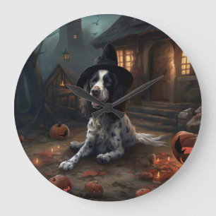 English Springer Spaniel Pumpkins Halloween Scary  Large Clock