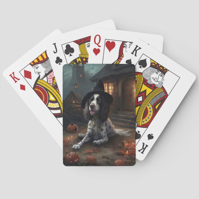 English Springer Spaniel Pumpkins Halloween Scary  Poker Cards (Back)