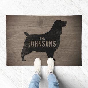 English Springer Spaniel Silhouette Rustic Custom Doormat