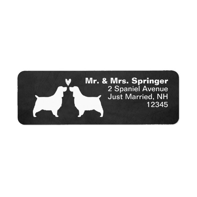 English Springer Spaniel Silhouettes with Heart Label (Front)