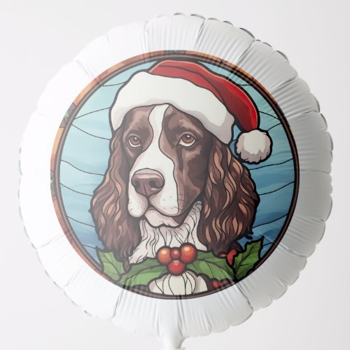 English Springer Spaniel Stained Glass Christmas Balloon