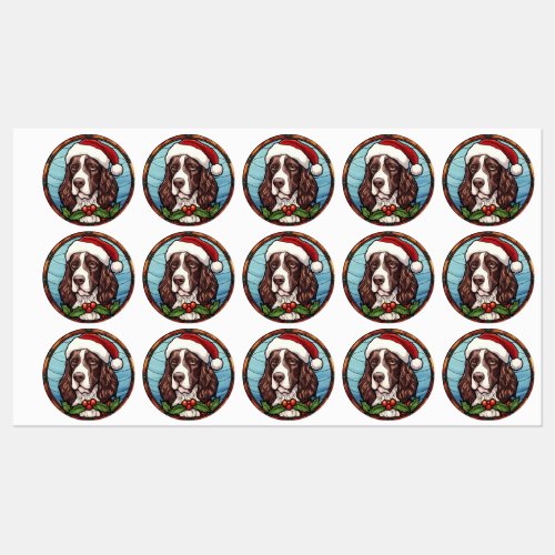 English Springer Spaniel Stained Glass Christmas Labels