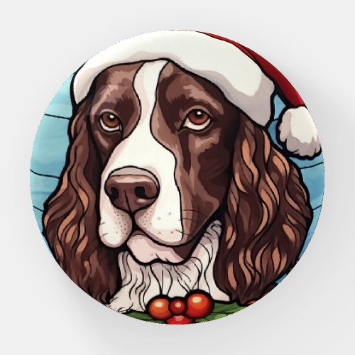 English Springer Spaniel Stained Glass Christmas Paperweight