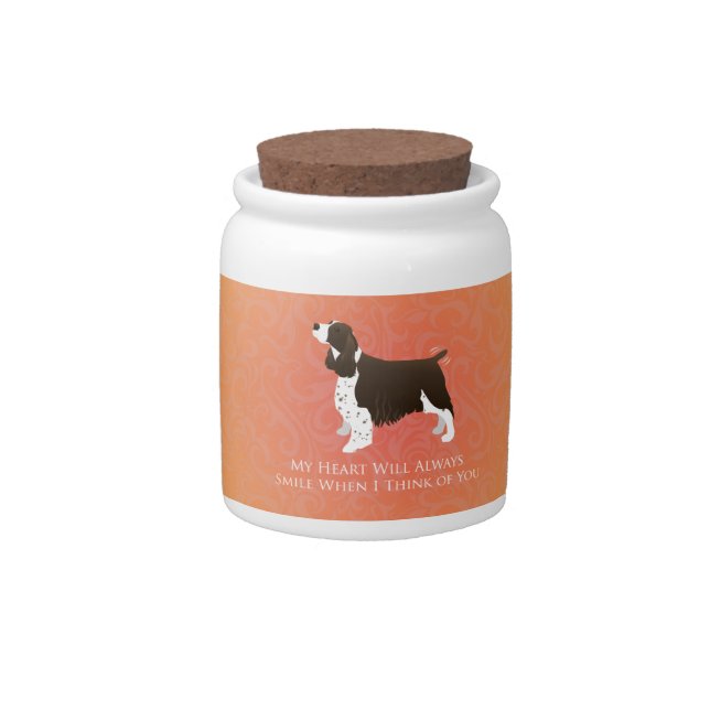 English Springer Spaniel Thinking of You -Memorial Candy Jar (Front)