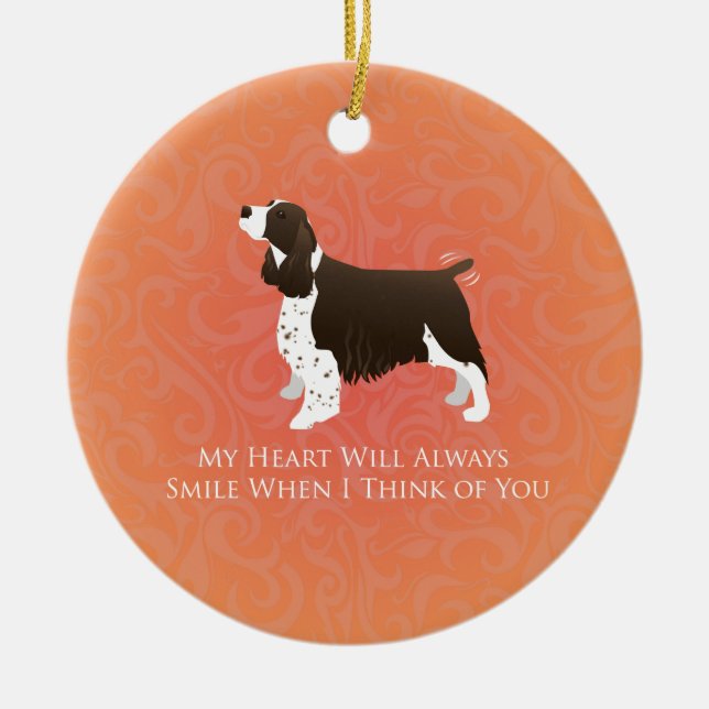 English Springer Spaniel Thinking of You -Memorial Ceramic Ornament (Front)