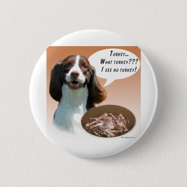 English Springer Spaniel Turkey Pinback Button (Front)