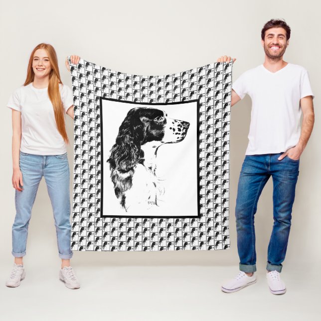 English Springer Spaniel Vintage Dog Art     Fleece Blanket (In Situ)