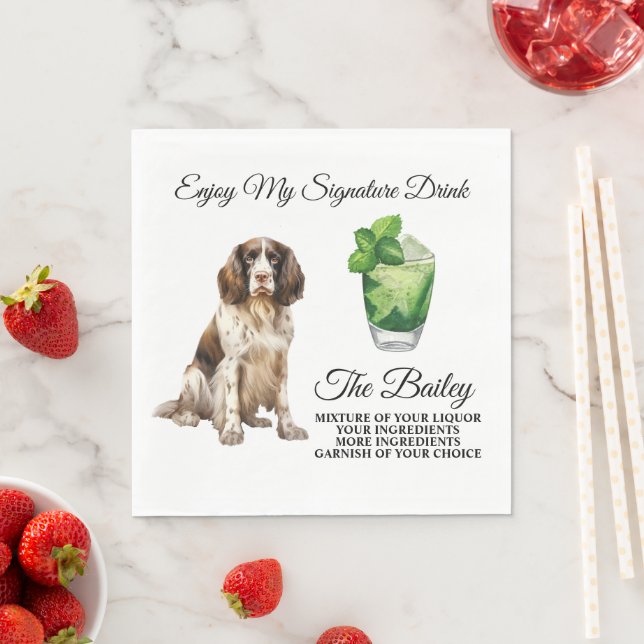English Springer Spaniel Wedding Signature Drink Napkins (Insitu)