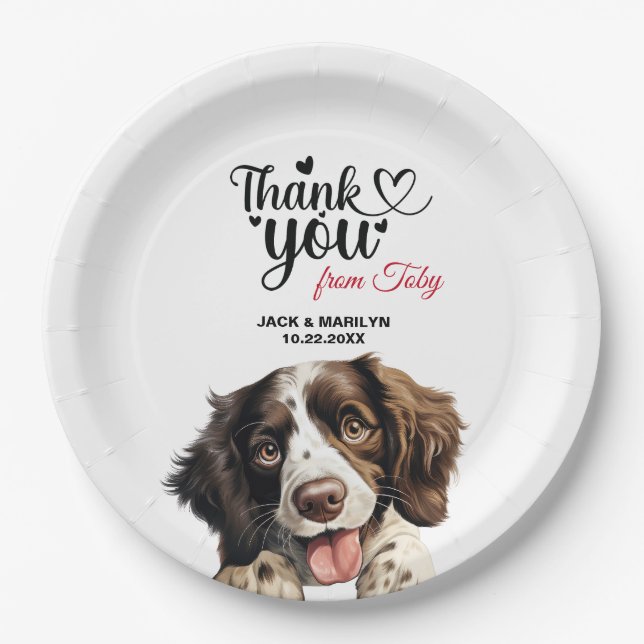 English Springer Spaniel Wedding Thank You Paper Plates (Front)