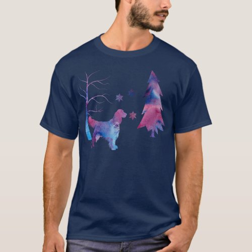English Springer Spaniel Winter Art T_Shirt