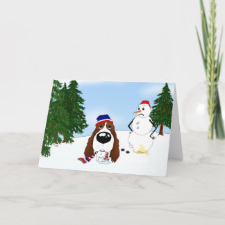 English Springer Spaniel Winter Scene Holiday Card