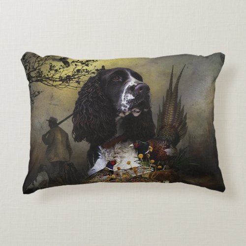 English Springer Spaniel with pheasant     Accent Pillow