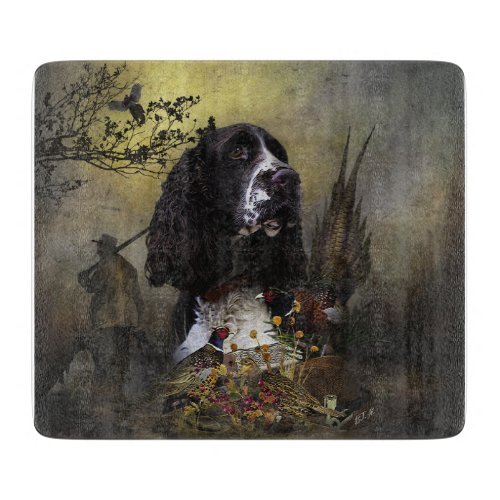 English Springer Spaniel with pheasant     Cutting Board