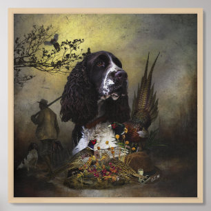 English Springer Spaniel with pheasant   Framed Art