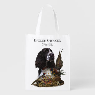 English Springer Spaniel with pheasant Grocery Bag