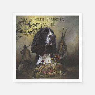 English Springer Spaniel with pheasant    Napkins