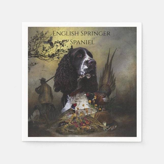 English Springer Spaniel with pheasant    Napkins (Front)