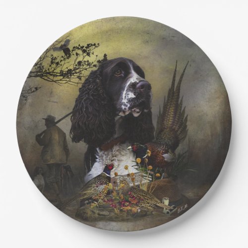 English Springer Spaniel with pheasant  Paper Plates