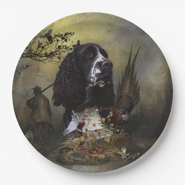 English Springer Spaniel with pheasant  Paper Plates (Front)