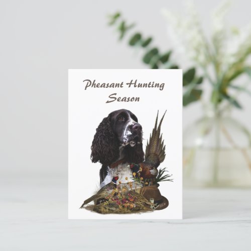 English Springer Spaniel with pheasant  Postcard