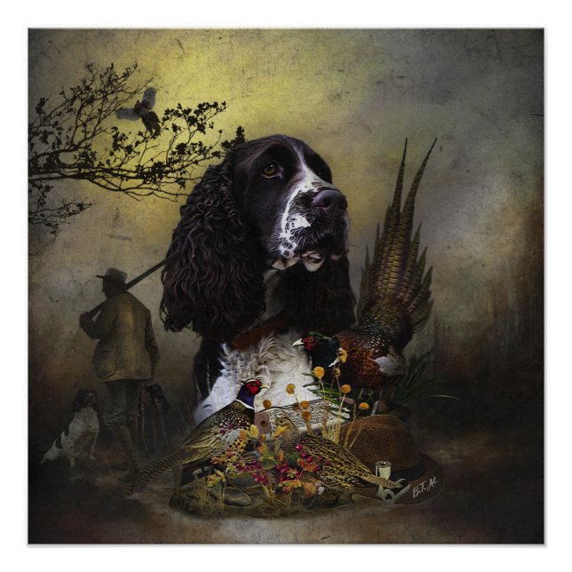 English Springer Spaniel with pheasant   Poster (Front)