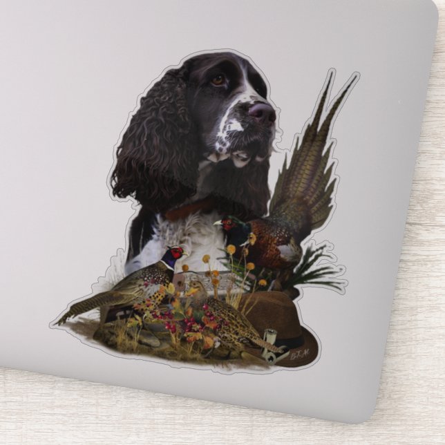 English Springer Spaniel with pheasant    Sticker (Detail)