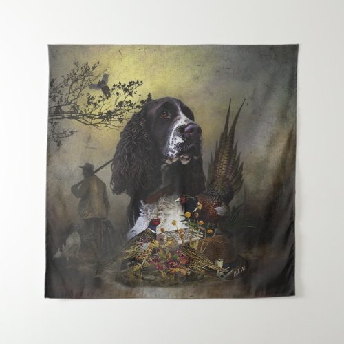 English Springer Spaniel with pheasant  Tapestry