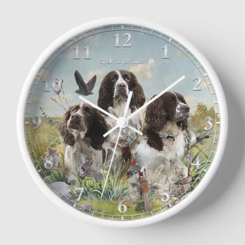 English Springer Spaniels Art Clock