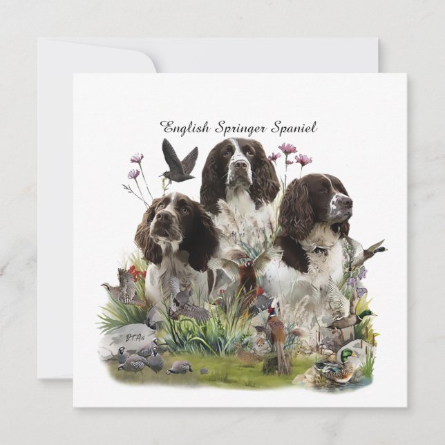 English Springer Spaniels ,Art Invitation (Front)