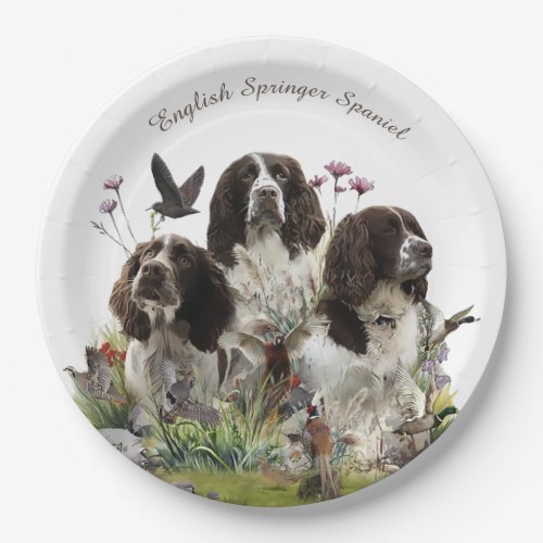 English Springer Spaniels Art Paper Plates