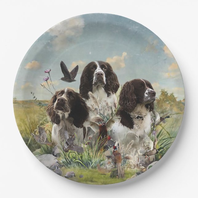 English Springer Spaniels ,Art Paper Plates (Front)