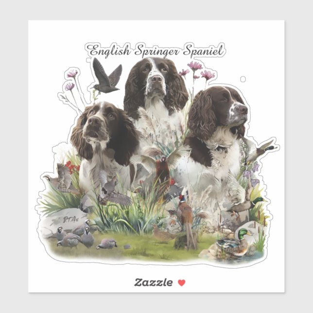 English Springer Spaniels ,Art Sticker (Sheet)