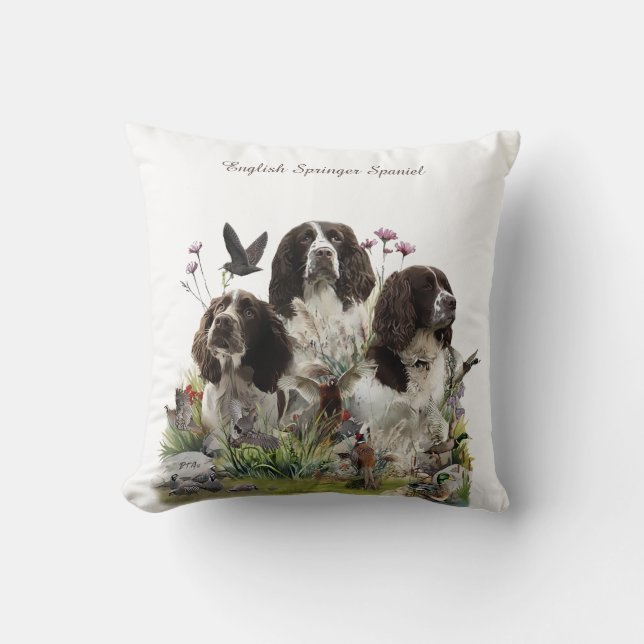 English Springer Spaniels ,Art Throw Pillow (Front)