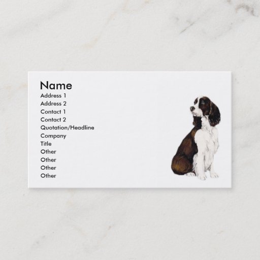 Customizable "English Springr Spaniel" Dog Art Business Card
