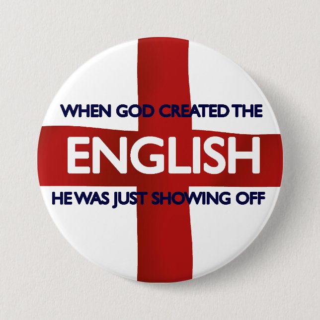 English St George's Day God Created Pinback Button (Front)