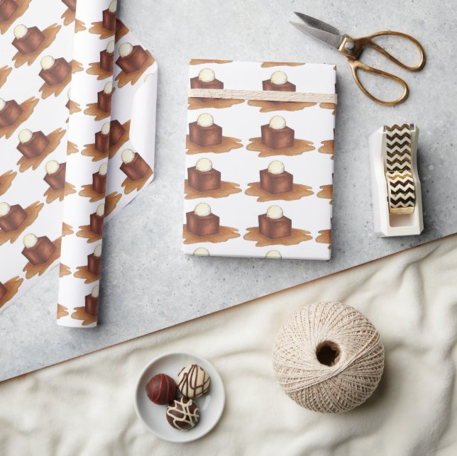 English Sticky Toffee Pudding Dessert British Food Wrapping Paper (Crafts)