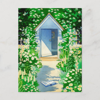 English Summer Cottage Garden Postcard