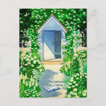 English Summer Cottage Garden Postcard by StrangeStore at Zazzle