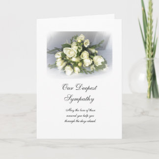 English: Sympathy white freesias & roses Card