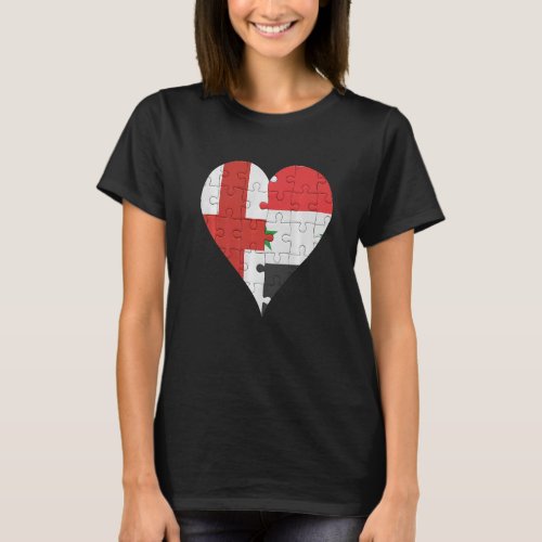 English Syrian Flag Heart T_Shirt