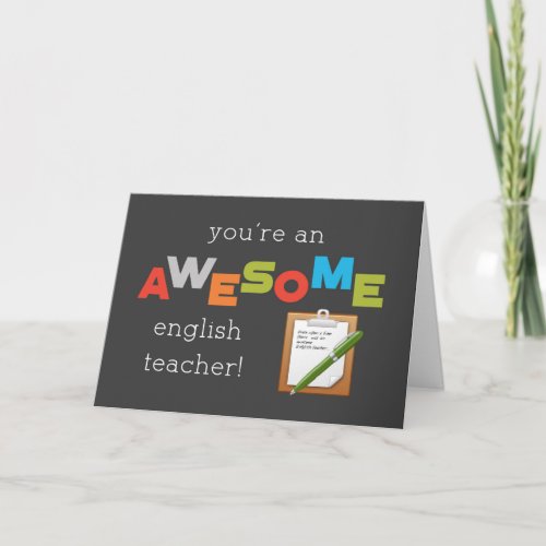 English Teacher Appreciation Day Awesome Card