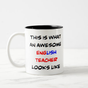 english teacher, awesome Two-Tone coffee mug